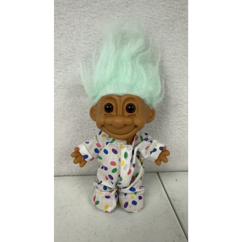 Russ " Troll My Lucky Easter Bunny by Russ Berrie Green/Blue‎ Hair Missing Ears